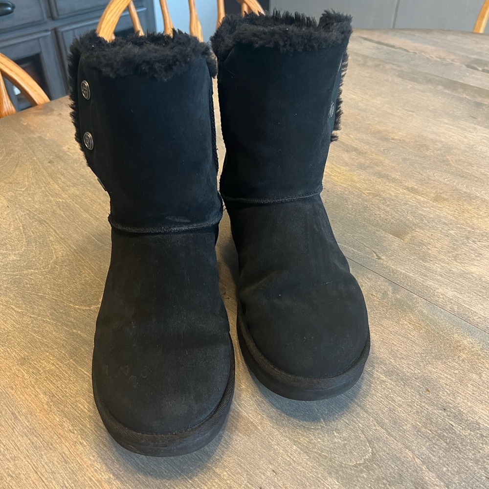 UGG Black Boots with Button Detail